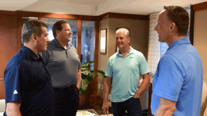 Fountain Real Estate Capital Co-Founders Rick Burnton and Mike Wilhelm meet with Crown Bank President and COO Jeff Wessels and Senior Vice President John Welle.
